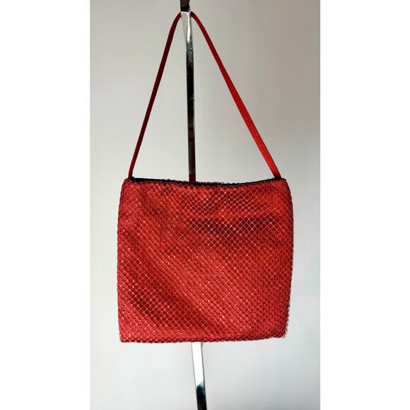 F/W 1999 Giorgio Armani Red Silk Mini Bag with Golden Net - Picture 1 of 6